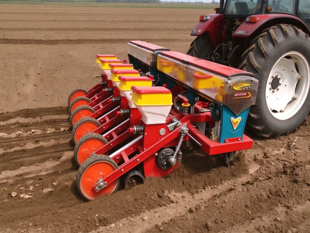 Corn planter in operation