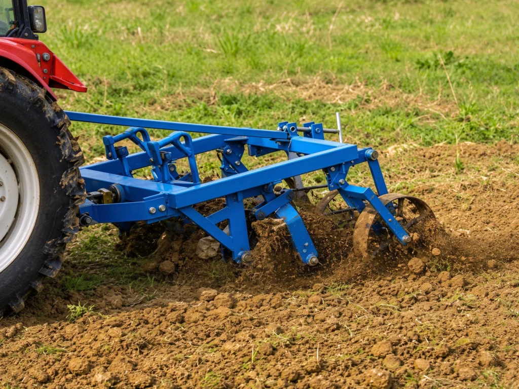 potato harvester working in field